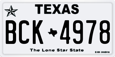 TX license plate BCK4978