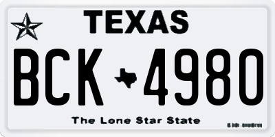 TX license plate BCK4980