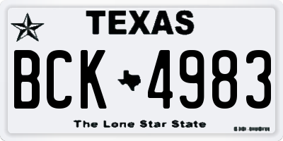TX license plate BCK4983