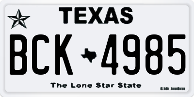 TX license plate BCK4985