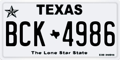 TX license plate BCK4986