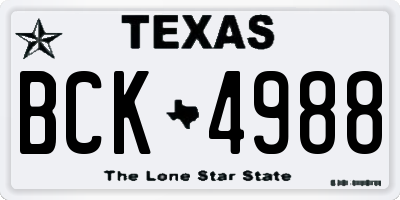 TX license plate BCK4988