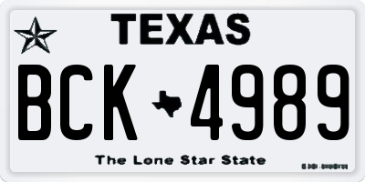 TX license plate BCK4989