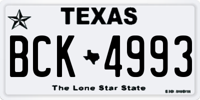 TX license plate BCK4993