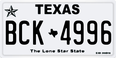 TX license plate BCK4996