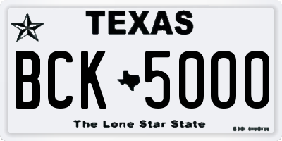 TX license plate BCK5000