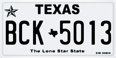 TX license plate BCK5013