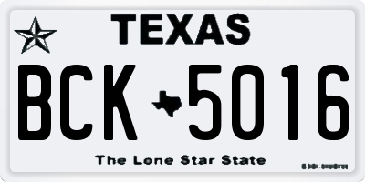 TX license plate BCK5016