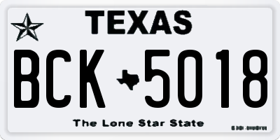 TX license plate BCK5018