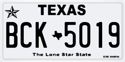 TX license plate BCK5019