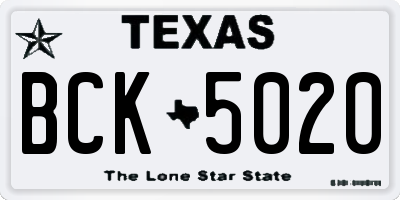 TX license plate BCK5020