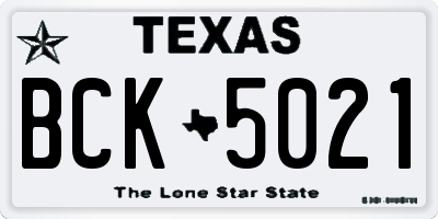 TX license plate BCK5021
