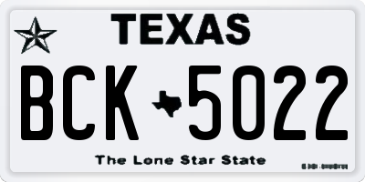 TX license plate BCK5022