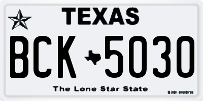 TX license plate BCK5030
