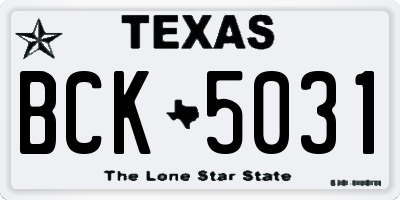 TX license plate BCK5031
