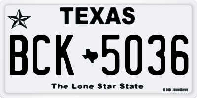 TX license plate BCK5036