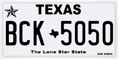 TX license plate BCK5050