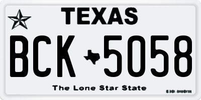 TX license plate BCK5058