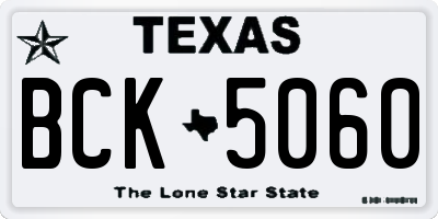 TX license plate BCK5060