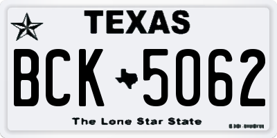 TX license plate BCK5062