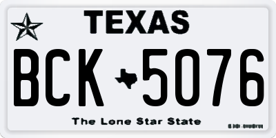 TX license plate BCK5076