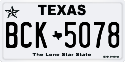 TX license plate BCK5078