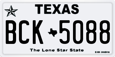 TX license plate BCK5088