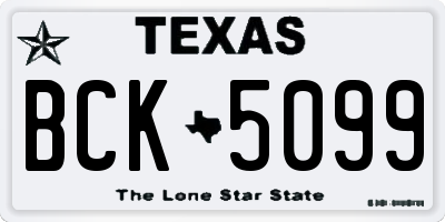 TX license plate BCK5099