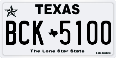 TX license plate BCK5100