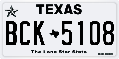 TX license plate BCK5108