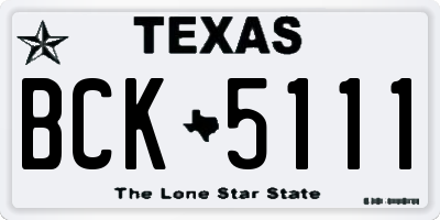 TX license plate BCK5111