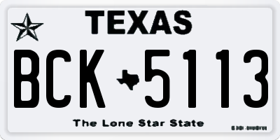 TX license plate BCK5113