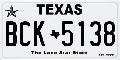 TX license plate BCK5138