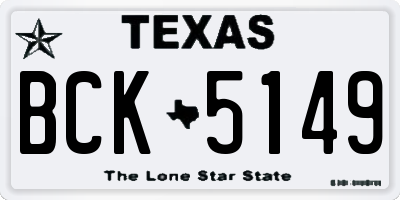 TX license plate BCK5149