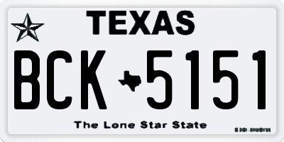 TX license plate BCK5151