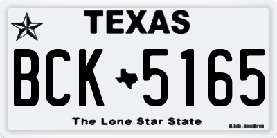 TX license plate BCK5165