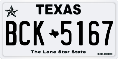 TX license plate BCK5167