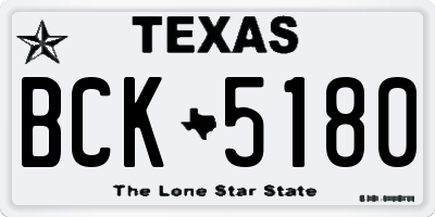 TX license plate BCK5180