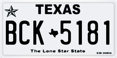 TX license plate BCK5181