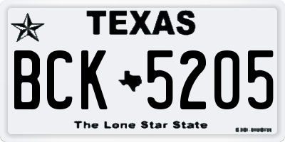 TX license plate BCK5205