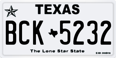 TX license plate BCK5232