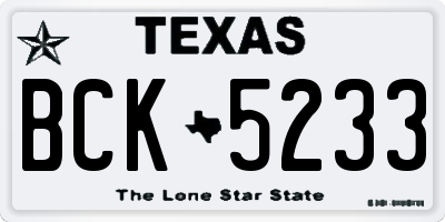 TX license plate BCK5233