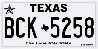 TX license plate BCK5258
