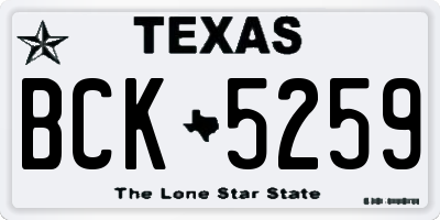 TX license plate BCK5259