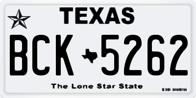 TX license plate BCK5262