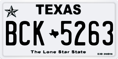 TX license plate BCK5263