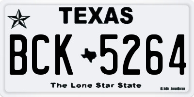 TX license plate BCK5264