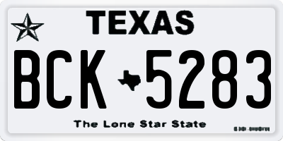TX license plate BCK5283