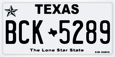 TX license plate BCK5289