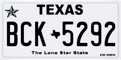 TX license plate BCK5292